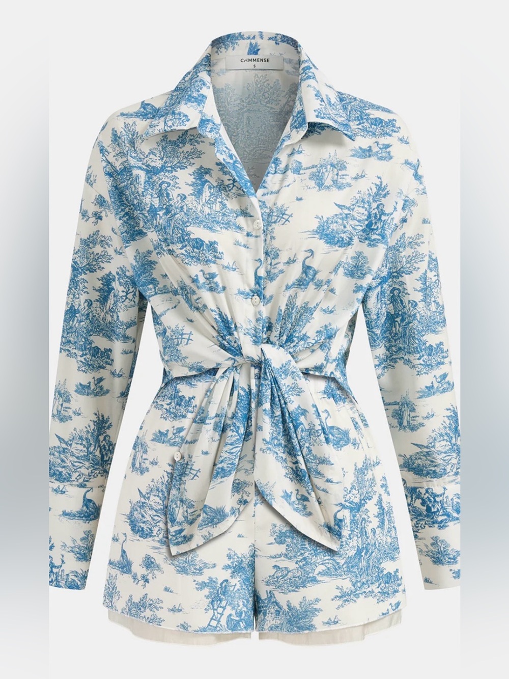 NWT Commense Printed Long sleeve Shirt & Shorts Set - Small